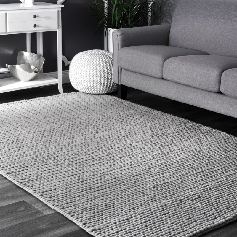 Langley Street Makenzie Woolen Cable HandWoven Light Gray Area Rug